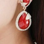 Amrita Singh  Riverside Coral/ Fushia drop earrings. 2inch. Hypoallergenic. Post. Photo 1