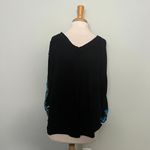 Kori America Black Vneck Sweater With Colorful Sleeves Photo 4