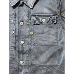 Free People Distressed Embellished Millitary Shirt Jacket Gunmetal Size Medium Photo 2