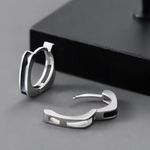 925 Silver Plated Geometry Hoop Earrings for Men Women Photo 3