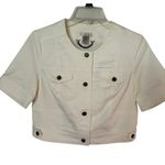 Cache  White Cotton Blend Front Button Short Jacket Top Lined Side Tab NWT $118 Photo 5