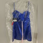 Mac Duggal  Royal Blue Mini Satin Cocktail Dress with Chain Straps Sz 12. Photo 4