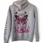 Social Scene Gray Hoodie with Pink Butterfly Design Size XS Photo 0