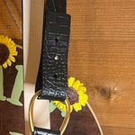 Talbots  Leather Black Gold Oval Hook Loop Adjustable Belt 36”-38.5” S-L Elegant Photo 0