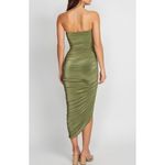 Norma Kamali  Strapless Diana Ruched Stretch Jersey Midi Dress, Military, XS Photo 4