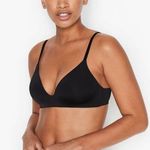 Victoria's Secret Black Wireless Bra Incredible Black Gold Logo Straps Size 32B Photo 0