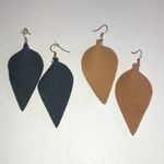 Chic Metallic And Black Boho Leaf Earrings Gold Photo 3