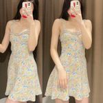 ZARA  Mini Floral Ruffle Strap Sweetheart Neckline Colorful Dress SZ L Photo 5