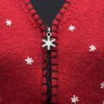 Coldwater Creek VTG  Wool Full Zip Vest Size M Snowman Cabincore Ugly Christmas Photo 1