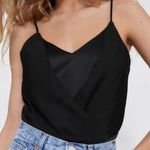 ZARA Bodysuit Pleated Draped Black Top Buttons Women Size Small Spaghetti Straps Photo 0