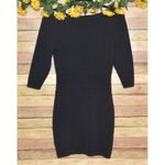 Mango Basics Ladies S Black 3/4 Sleeve Knee Length Sheath Sweater Dress Ribbed Photo 3