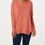 H by Halston V Neck Boyfriend Sweater w/ Rib Details size small Photo 0