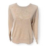 J. Crew Gold Metallic Knit Sweater Women's Medium – Shimmer Long Sleeve Pullover Tan Photo 2