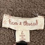 Hem & Thread  women’s large brown full front zip sherpa lined faux suede skirt Photo 7