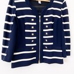 Joseph Ribkoff Striped Zip Up Jacket Blazer in Navy and White Photo 4