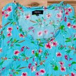 Papillon  Blue Ruffle Floral Mini Dress Women’s Large Photo 3