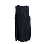 Gap  shift linen blend dark blue dress with‎ white floral embroidery. Size Medium Photo 1