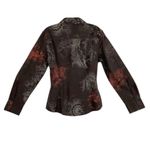 St. John  Sport Brown Floral Long Sleeve Button Up Down Shirt Size M Photo 3