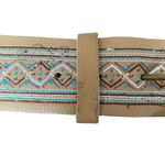 Tan Leather Embroidered Boho Western Belt size medium made in India Photo 2