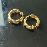 Diamond Huggie Hoop Earrings Twist Gold Over Sterling Silver Photo 5