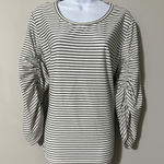 Donna Karan New York Womens Striped Long Sleeve Top Tunic Shirt XL White Photo 0
