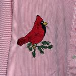 Vintage Cardinals Pinstriped Blouse Farmhouse Country XL Photo 1
