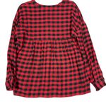 Madewell  Red Black Buffalo Check Plaid Popover Top Size Small Photo 2