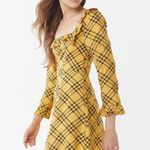 Urban Outfitters OB886261 Kristen Yellow Black Plaid Ruffle Mini Dress $69 EUC L Photo 7