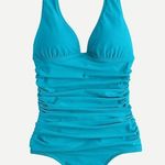 J.Crew Havana Blue Ruched femme one-piece swimsuit size 14 Photo 0