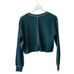 BP  by Be Proud Women's Split Neck Thermal Cropped Top Green Moss Waffle SZ S Photo 4