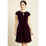 Modcloth Velvet Fit & Flare Dress Small Plum Purple Holiday Christmas Party Clas Photo 1