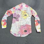 Desigual Embroidered Floral Long Sleeve Roll Tab Shirt Medium Western Rockabilly Photo 5