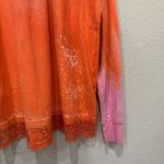 Bella Canvas Orange and Pink Ombré Tunic Top Hoodie Pullover Lace Hem Floral Pattern XL Photo 5