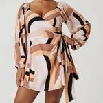 Hutch Anthropologie Geo Wrap Mini Dress Puff Sleeves 2X Retro Party Vegas Trip Photo 0