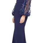 Eliza J . Off-the-Shoulder Mesh-Sleeve Gown in Navy, Size 4, New w/Tag Photo 1