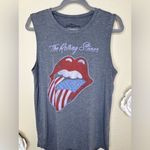 The Rolling Stones NTM:  Red, White & Blue Lips Graphic Gray Muscle Tank Top Sz L Photo 4