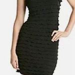 Calvin Klein Black Tier Ruffled Knee-Length Sheath Dress Womens 12P Sleeveless Photo 1