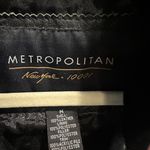 Vintage 90s Metropolitan New York Leather Jacket Fur Collar Cinched Waist Medium Black Photo 7