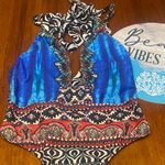 Venus Blue and Red Patterned Sexy One Piece Swimsuit Photo 0