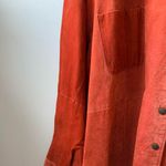 Ashley Stewart Orange suede patchwork button-up shirt jacket shaker with a relaxed fit 🔥 Photo 5