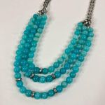 Fossil  | Aqua Blue Triple Layer Beaded Statement Necklace Photo 1
