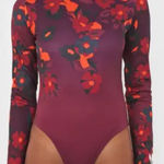 Farm Rio Adidas Her Studio London Long Sleeve Bodysuit Red Floral Small Photo 0