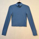 American Eagle Blue Long Sleeve Thermal Knit Turtleneck Cropped Shirt Size Large Photo 2