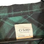 Ci Sono Green Plaid Long Sleeve Cotton Blend Button Down Shirt Women Sz L Photo 4
