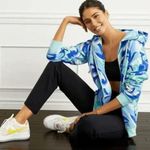 Hill House NWT The Allie Zip Hoodie in Ocean Kaleidoscope Blue Photo 1