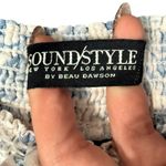 Beau Dawson Blue White Floral Linen Blend Wide Leg Tie Front Pants size L 10 Photo 1