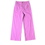 Anthropologie  Meave The Colette Wide Leg Crop Pink Contrast Stitch Pants 30 TALL Photo 3