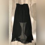 Bebe  Long Strapless Maxi Dress Black Small Pleated Open Leg Slit Photo 7