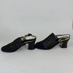 Charles David  Net Mules Heels‎ Mesh Black Ankle Strap Sandal Womens 7 Photo 2