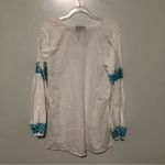 Madison Mathews Cover Up Tunic Embroidered New White Blue Medium Photo 5